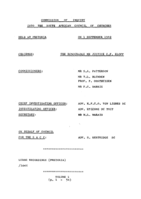 Commission of Inquiry into the South African Council of Churches held at Pretoria on 1 September 1982, Volume 1 and Volume 2
