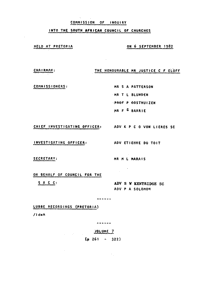 Commission of Inquiry into the South African Council of Churches held at Pretoria on 6 September 1982, Volume 7 and Volume 8
