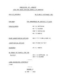 Commission of Inquiry into the South African Council of Churches held at Pretoria on 8 September 1982. Volume 11

