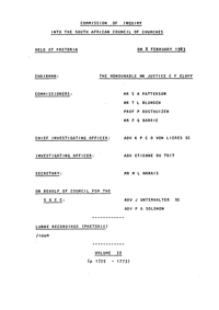 Commission of Inquiry into the South African Council of Churches held at Pretoria on 8 February 1983, Volume 32
