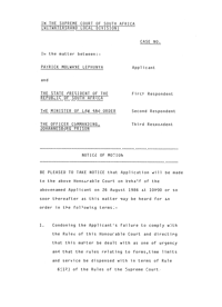 Case of Patrick Molwane Lephunya