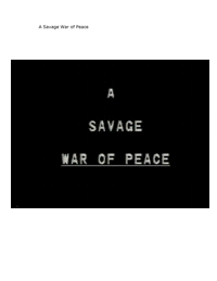 A Savage War of Peace
