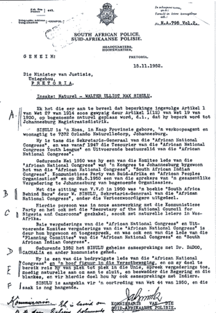 A visual archive of letters from South African Police to Walter sisulu