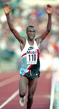 Kenyan runner, Yobes Ondieki becomes the first man to run 10,000 meters in less than 27 minutes