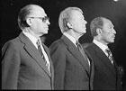 Egyptian President Anwar Sadat, Israeli Prime Minister Menachem Begin and President Carter begin a Middle East peace conference at Camp David, Maryland