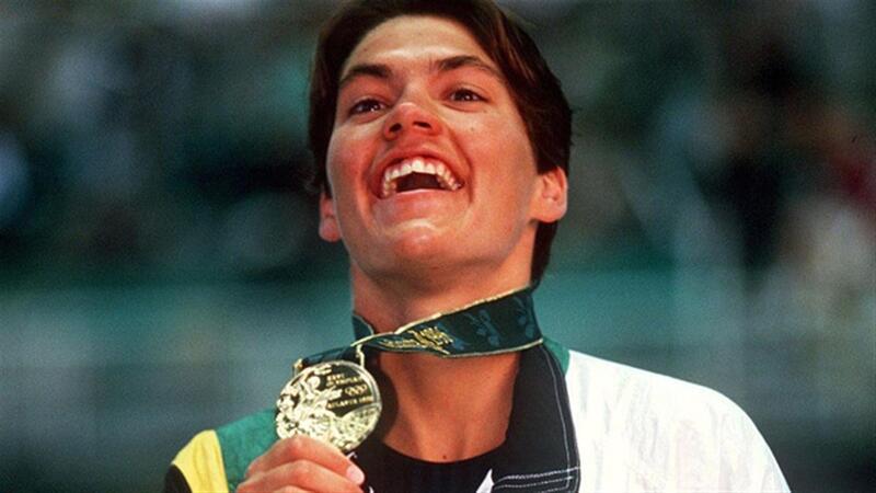 South African swimmer, Penny Heyns, wins a gold Medal at Atlanta Olympics