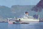 The last passenger boat of the Union Castle line, the Windsor Castle, leaves Table Bay