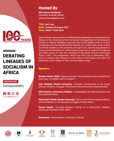 Webinar Programme: Red Lives. Convenor: Arianna Lissoni