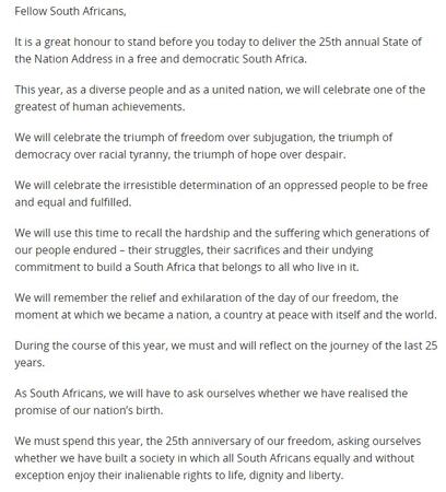 2019 - Cyril Ramaphosa, State of the Nation Address, 7 February 2019