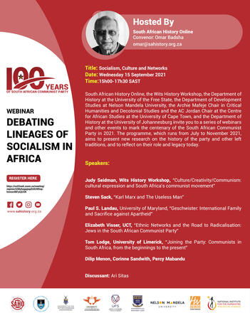 Webinar Programme: Socialism, Culture and Networks. Convenor: Omar Badsha