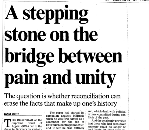 A stepping stone on the bridge between pain and unity, by Janet Smith, The Star, 30 September 2010