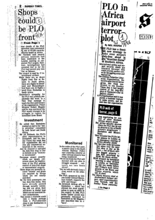 PLO in Africa airport terror plot 1986 - 1988