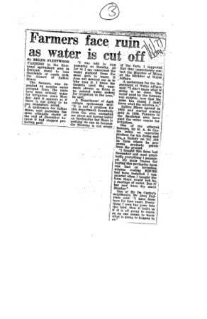 Farmers face ruin as water is cut off 1977 - 1979