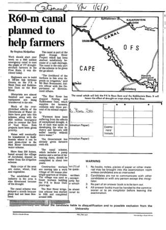 60-M canal planned to help farmers 1983 - 1984