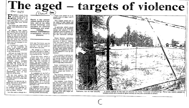 The aged - targets of voilence 1991