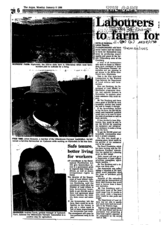 Labourers to farm for 1996 - 1997