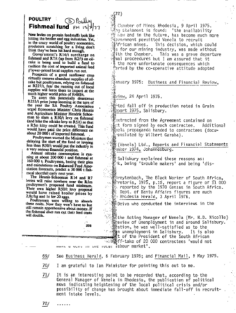 Poultry Fishmeal fund 1977 - 1996