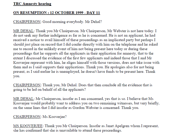 Amnesty Hearing 12th October 1999 - Day 11