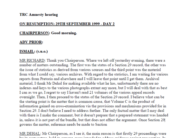 Amnesty Hearing 29th September 1999 - Day 2