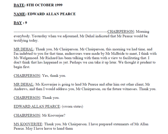Amnesty Hearing 8th October 1999 - Day 9