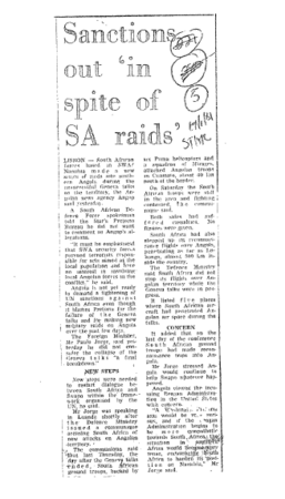 Sanctions out 'in spite of SA raids' 1981 - 1982