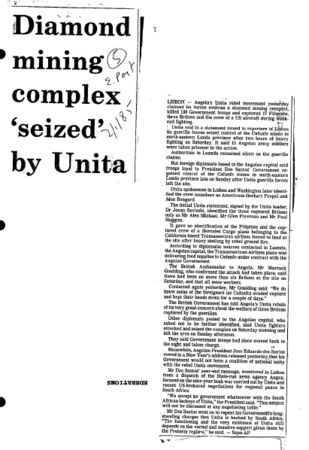Diamond mining complex 'seized' by Unita 1985