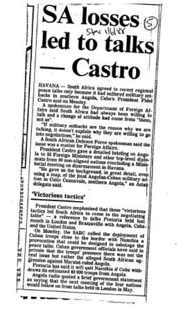 SA losses le to talk -  Castro 1988 -1989