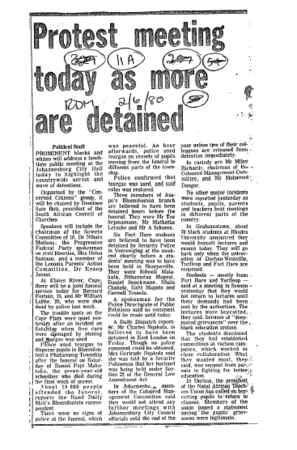 Protest meeting today as more are detained 1980 C