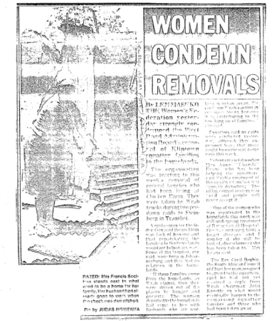Women condemn removals 1981 - 1982 A