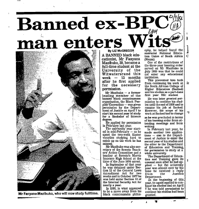 Banned ex-BPC man enters Wits 1982 B