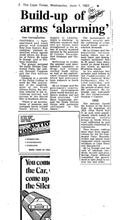 Build-up of arms 'alarming' 1983 C