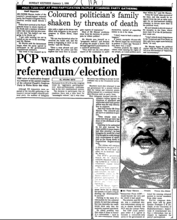 PCP wants combined referendum/election 1984 A