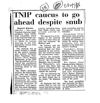 Black Politics Inkatha 1986 