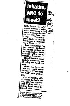 Black Politics Inkatha 1991 