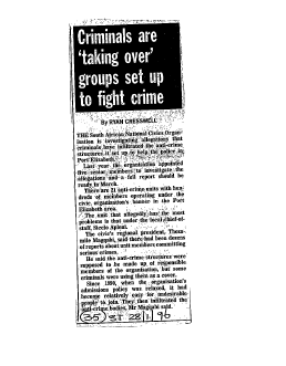 Crime Western Province 1996