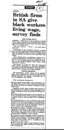 Foreign Firms in SA British 1985 - 1988