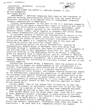 Foreign Firms in SA USA 1985