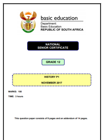 Grade 12 History Paper 1 November 2017