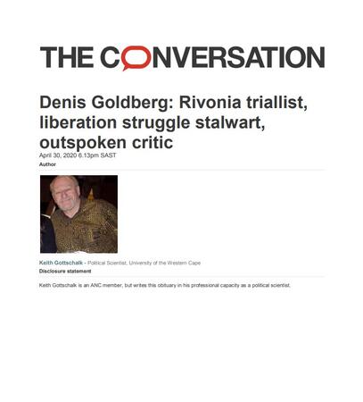 Denis Goldberg: Rivonia triallist, liberation struggle stalwart, outspoken critic