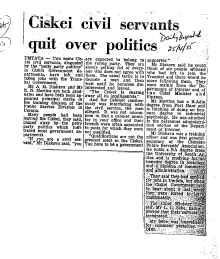 Homelands Ciskei General 1975 - 1976