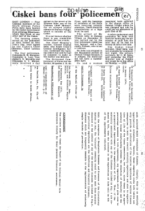 Homelands Ciskei General 1980 A