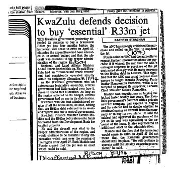 Homelands Kwazulu General 1994