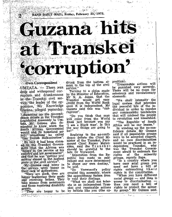 Homelands Transkei General 1975 - 1976