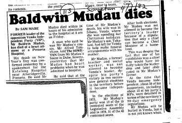 Homelands Venda General 1982 - 1988