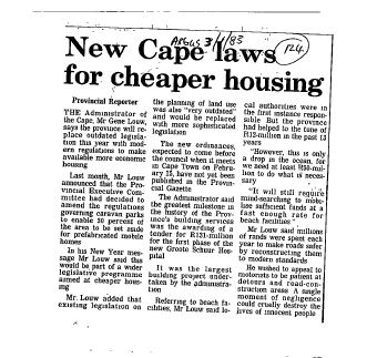 Housing & Hostels Cape 1983