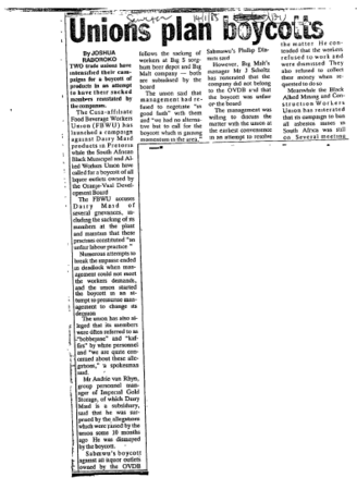 IR Workers Organisations African Unions 1985 - 1993