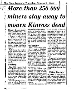 IR Workers Organisations Cosatu 1986