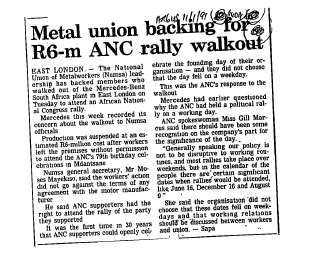 IR Workers Organisations Cosatu 1991