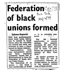 IR Workers Organisations Fosatu 1979 - 1980