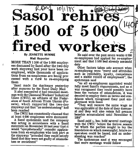 IR Workers Organisations Fosatu 1985